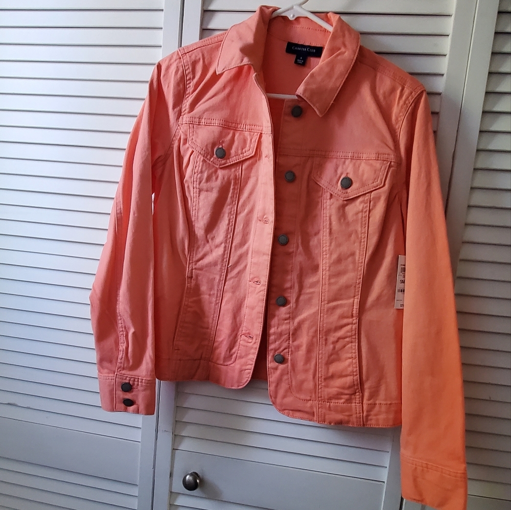 NWT Charter Club denim jacket, small, Sandy Pink